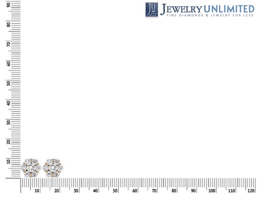 Unisex 14K Rotgold Runde Blume Cluster Echter Diamant Ohrstecker 4 Karat 10 mm - Bild 6 von 7