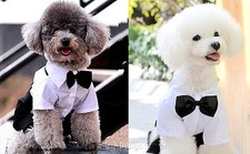 Dog Tuxedo Pet Formal Wear W Bow Tie For Speical Occasions Halloween Small Dogs
