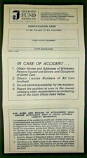 Vintage Fireman’s Fund Insurance Co. Identification Card Blank New Unused PB5