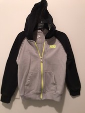 Boys Nike Full Zip Gray Hoodie With Black Sleeves  Hood Size 4