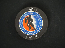 GRANT FUHR SIGNED HOCKEY HALL OF FAME PUCK INSCRIBED 