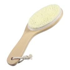 Curved Handle Bath Brush Short Body Scrubber for Bath 9.84" Length Beige 1 Pc
