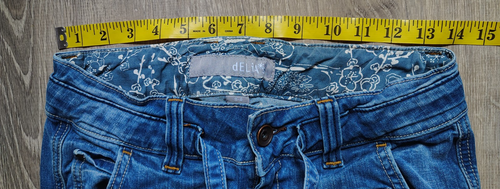 dELiAs Y2K Low Rise Wide Leg Jeans Denim Belt Juniors Sz 3/4 Flap Pockets Boho - Picture 4 of 12