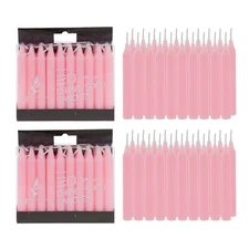 Mega Candles - Unscented 4" Chime / Spell Taper Candles - Pink, Set of 40