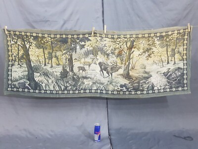 Vintage Französische Schöne Waldszene Wandbehang Wandteppich 164x61 cm