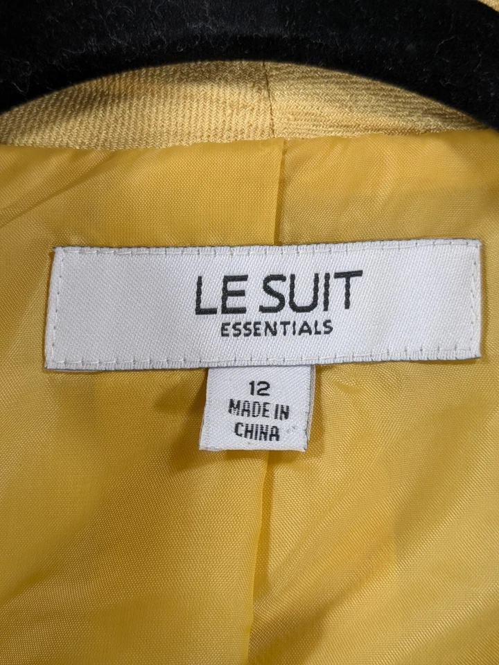 Chaqueta Blazer Le Suit Mujer 12 Amarilla Manga Corta Botón Preppy Oficina Foto 4 de 4