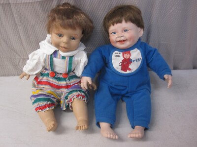 Kathy Hippensteel I m A Little Angel Devil and Berjuan Munecas Boy Doll Set