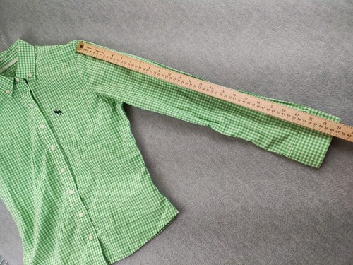 Abercrombie & Fitch Shirt Girls Youth Juniors Sm Green Gingham Check Long Sleeve - Picture 22 of 22