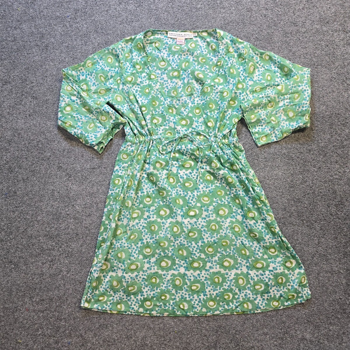 Gretchen Scott Dress Womens Small Green Floral Long Sleeve Lightweight  Casual | eBay