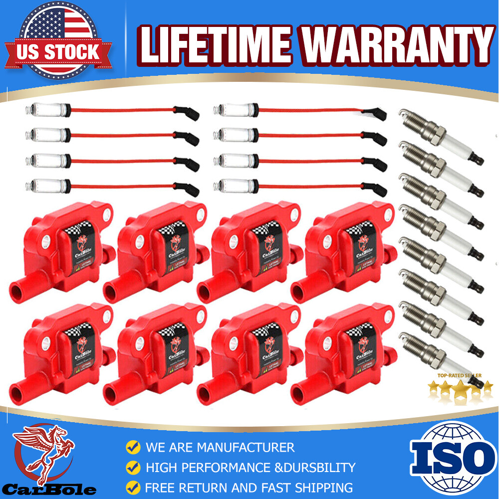 High-Performance 8X Ignition Coil Spark Plug Wire Kit for Chevy GMC 5.3L 6.2L V8 Engines UF413 D510C