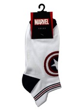 Marvel Captain America Shield Ankle Height Socks Athletic Casual White New