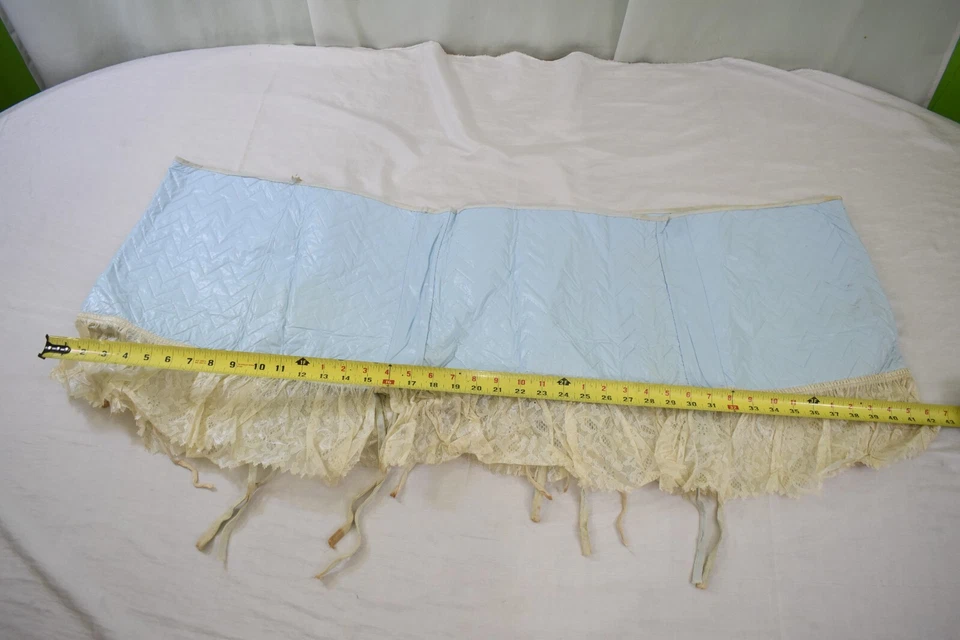 Vintage Antique Baby Bassinet Vinyl Skirt Blue Lace Early Mid Century - Image 3 of 4