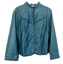 The Muses Closet Faux Leather Jacket Blue Xl Hook Eye Front A385584 Women Gg731