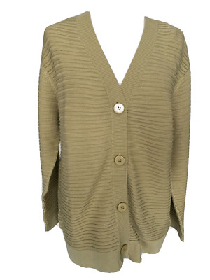 Adini 100% cotton knit cardigan long sleeves v neck 4 button fastening Size L