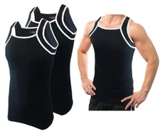 Different Touch 2 Pack Men G-Unit Square Cut Ribbed Tank Tops with Trim.