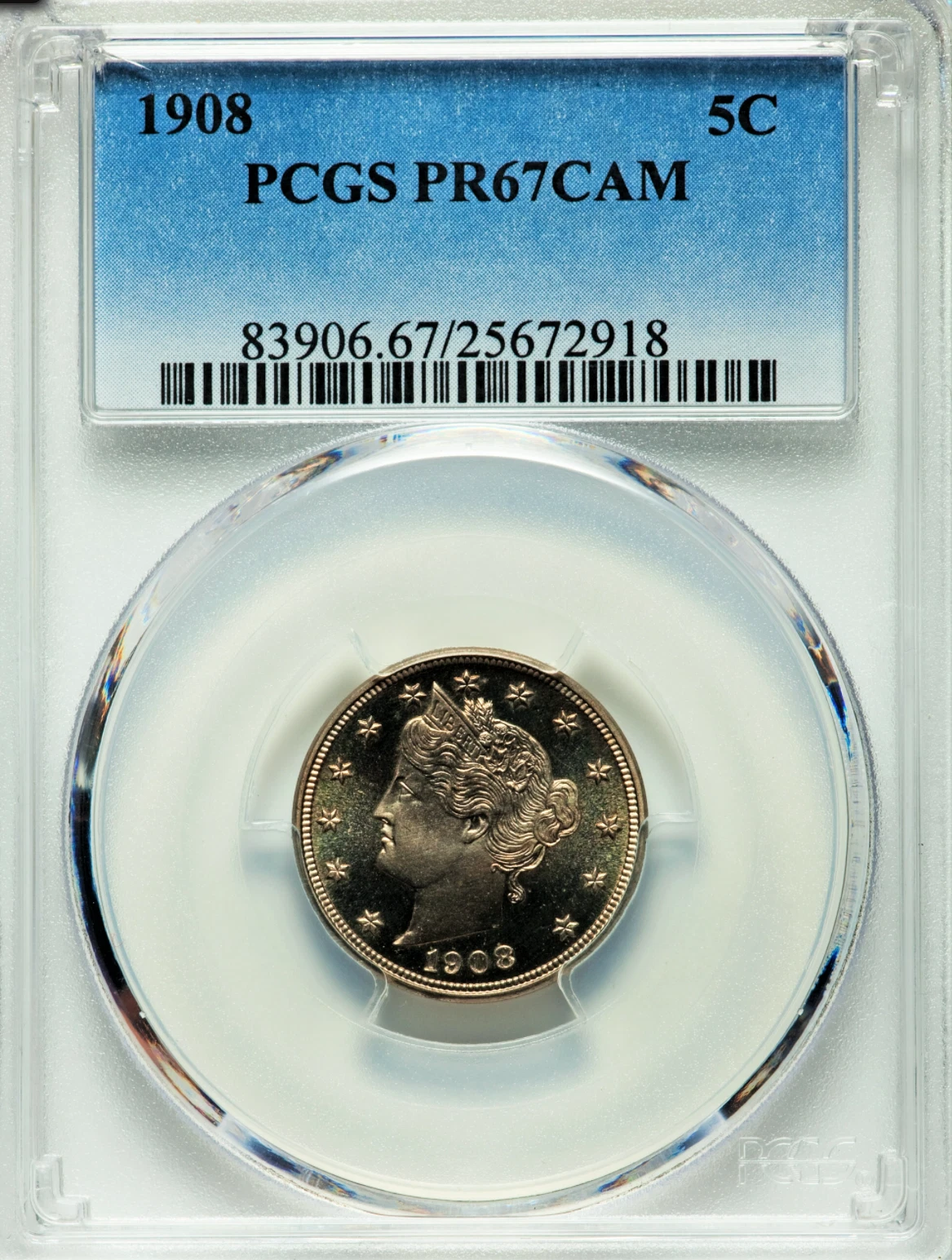 MONSTER TOP POP TONER 1908 Liberty Nickel Proof PCGS PR67 CAM FIRST SINCE 2020