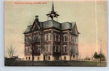 Postcard Michigan Dundee Union School Building Posted 1912