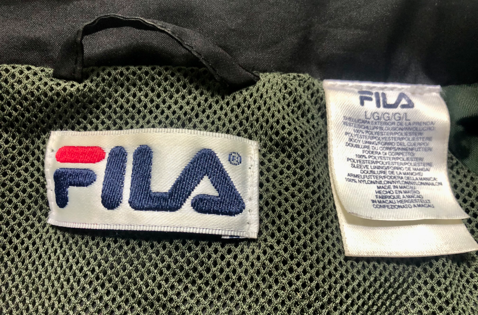 Giacca a vento Fila uomo grande full zip fodera in rete verde navy