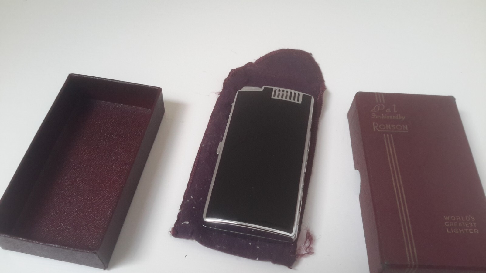VTG RONSON PAL COMBO CIGARETTE CASE/LIGHTER w/ORIG FELT BAG& BOX - NEW UNUSED!