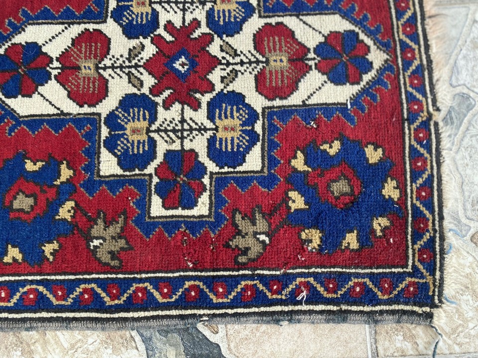 Oushak Geometric Vintage Turkish Rug HandKnotted Tribal Authentic Rug