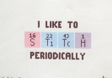 Fire and Iris I Like to Stitch Periodically Handpainted Needlepoint Canvas 18 ct