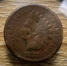 1874 Indian Head Cent BENT - Actual Coin Shown - Free Shipping & Tracking INV#34