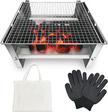 Portable Charcoal Grill 16 Inch Foldable Stainless Steel BBQ with Carry Bag Set