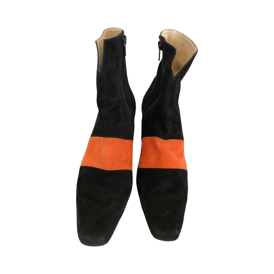 Christian Louboutin Negro Gamuza Botines Botas Naranja Rayas 39.5 / EE. UU. 9.5 Foto 3 de 4
