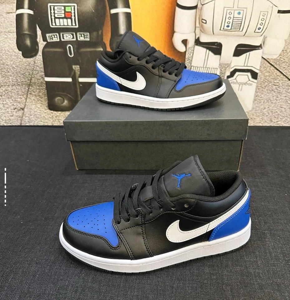 Nike Air Jordan 1 Zapatos Bajos Negro Blanco Juego Real 553558-042 Para hombres Tallas NUEVO Foto 2 de 4