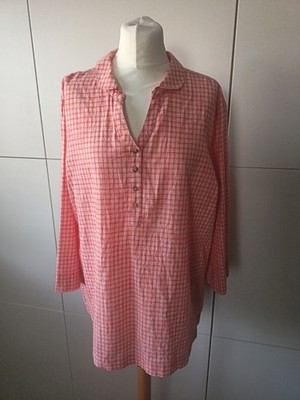 Seasalt Farsight Organic Cotton 3/4 Sleeve Blouse - White/Red Check Ex. Con Uk18