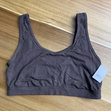 Auden Womens Brown Stretchy Ribbed Unlined Scoop Neck Bralette Size XXL