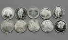 1oz Silver - Lot of Ten 0.10 (1/10) Troy Ounce .999 Silver Rounds - As Pictured