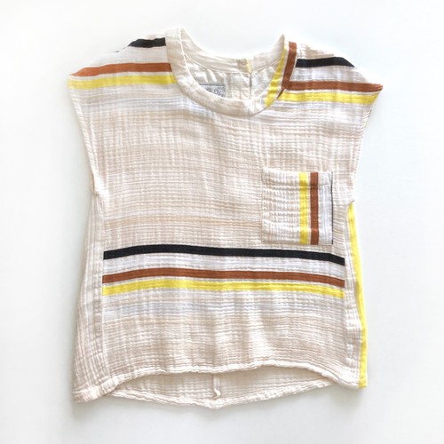Ace & Jig Top sz M Gauzy Cotton Pullover Cream Brown Black Stripes - Picture 5 of 9