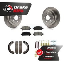 Rear Disc Rotors Semi-Metallic Pads Parking Brake Shoes And Hardware Kit For