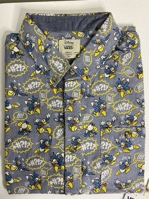 Vans X Disney Men's Donald Duck Short Sleeve Button Down Shirt Size S