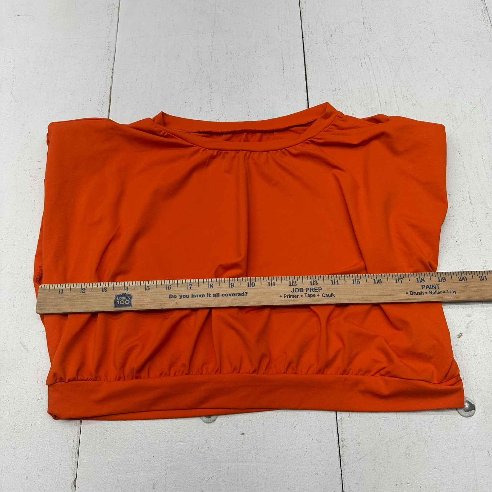 Shein Solid Orange Cuff Sleeve Cropped Casual Tan… - image 5