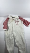 Vintage My First Christmas 1984 Baby One Piece Sleeper Red White Striped