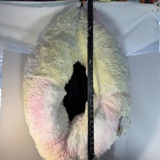 Dog Bed Pet Dog Cat Plush Warm Soft Calming Bed Thick Fluffy Rainbow Donut