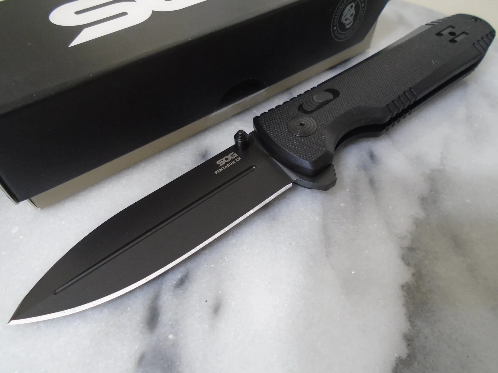 SOG Pentagon XR Blackout Ball Bearing Pivot Pocket Knife Dual Edge Tip 12610157 image 7