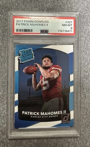 2017 Panini Donruss Rated Rookie Patrick Mahomes II PSA 8