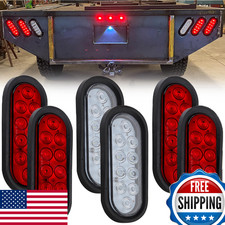 6Pcs 6" Oval LED Trailer Tail Lights - 4 Red Brake/Turn, 2 White Reverse 12V