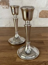 Vintage Pair of Silver Candlesticks, hallmarked 1970s D&F Birmingham  13cms VGC