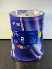NEW TDK Color Music CD-R 80 min 700MB Recordable Blank Discs 75 Pack CD Spindle