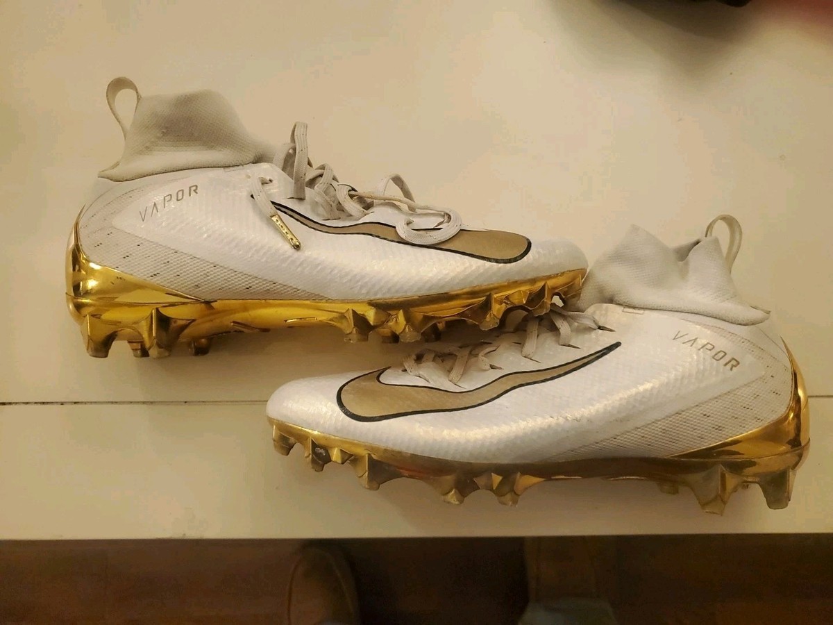 Nike Vapor Untouchable Pro Football Cleats White Gold Size US9