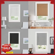 Cordless Window Blinds Mini Blinds 1" Black White Alabaster Wood Vinyl Blind