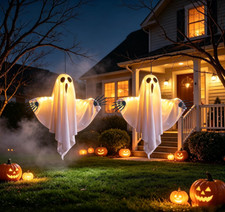 2 Pack Halloween Ghost Outdoor Decor, Spooky Hanging Ghosts Decorations