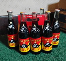 VINTAGE ROYAL CROWN RC COLA 6 PACK CARRIER & 12oz ACL SODA BOTTLES 