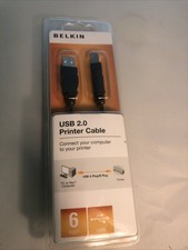 BRAND NEW Belkin USB 2.0 Printer Cable 6 foot use for Mac or PC Sealed PC / Mac