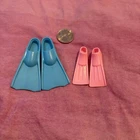 Vintage Barbie And Ken Scuba Flippers Pink And Blue