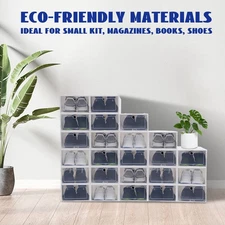 Stackable Shoe Storage Box Durable Plastic Sneaker Display Case Organizer 24pcs